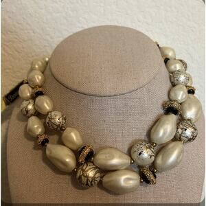 Vintage Deauville Double-Strand Pearlized Beaded Choker